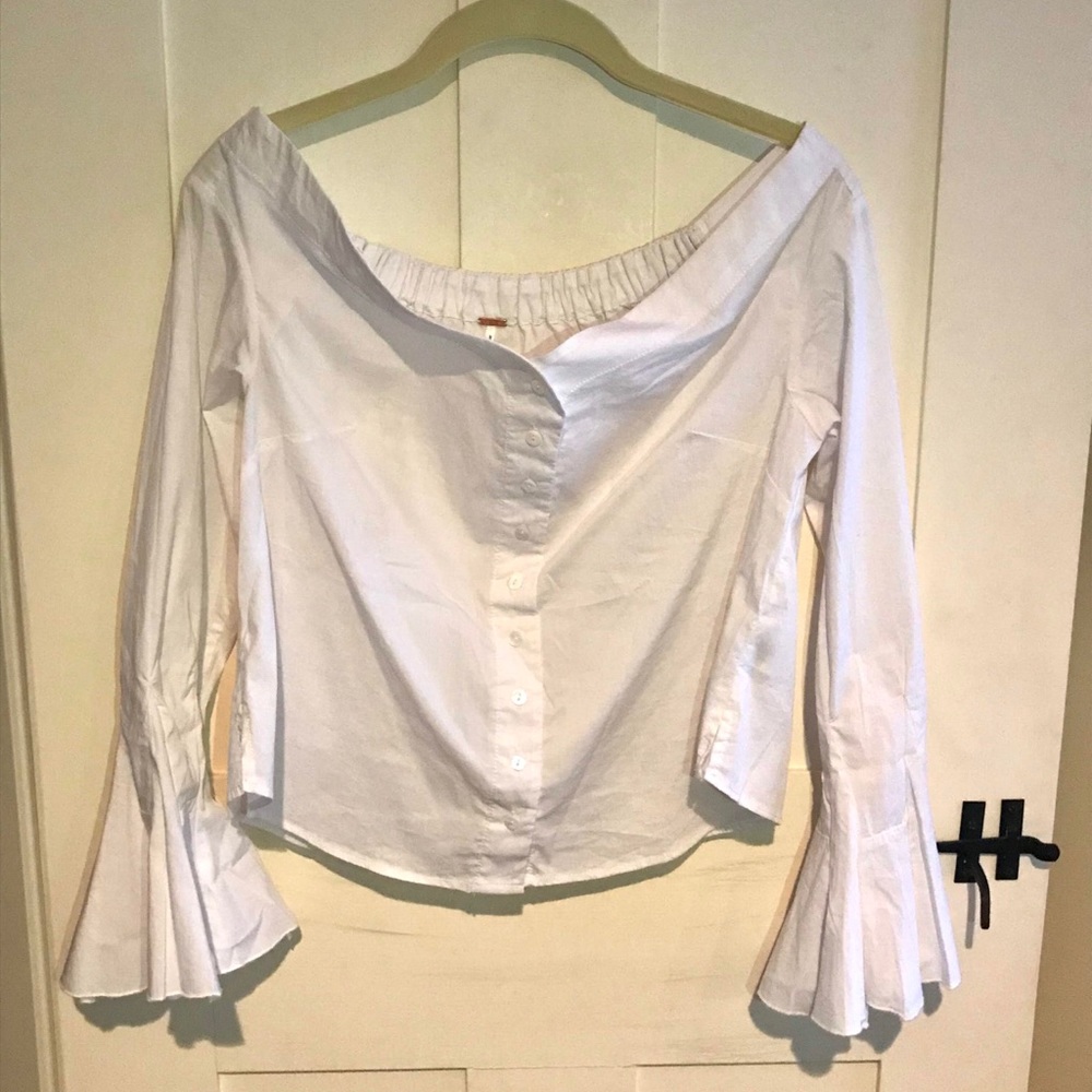 Free People Off The Shoulder Button Down Shirt